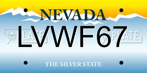 LVWF67 Nevada License Plate