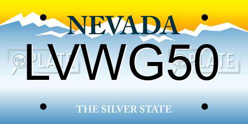 LVWG50 Nevada License Plate