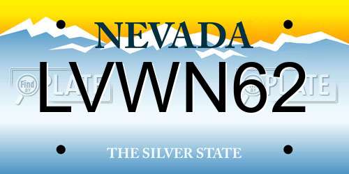 LVWN62 Nevada License Plate