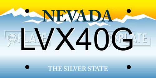 LVX40G Nevada License Plate