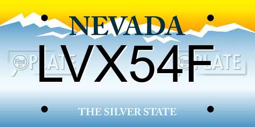 LVX54F Nevada License Plate