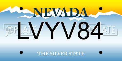 LVYV84 Nevada License Plate