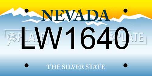LW1640 Nevada License Plate