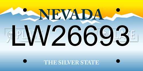 LW26693 Nevada License Plate