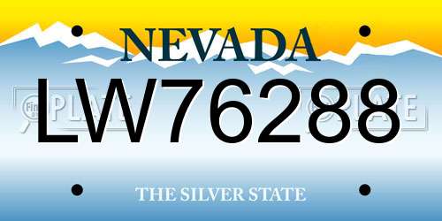 LW76288 Nevada License Plate