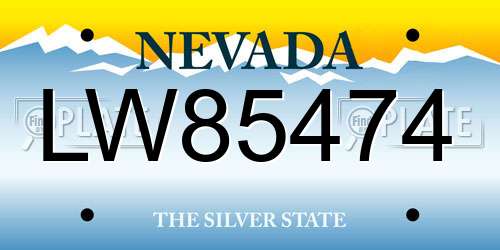 LW85474 Nevada License Plate