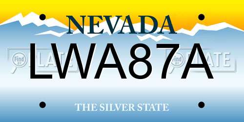 LWA87A Nevada License Plate
