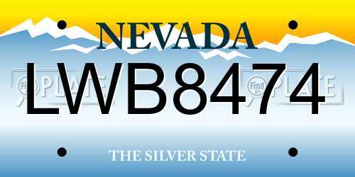 LWB8474 Nevada License Plate