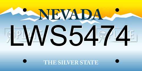 LWS5474 Nevada License Plate