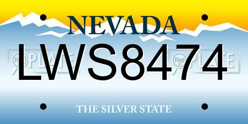 LWS8474 Nevada License Plate