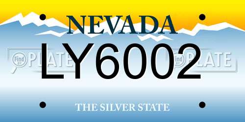 LY6002 Nevada License Plate