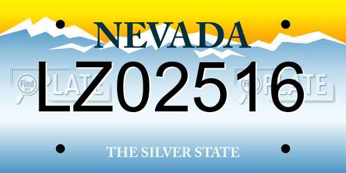 LZ02516 Nevada License Plate