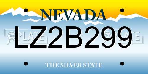 LZ2B299 Nevada License Plate