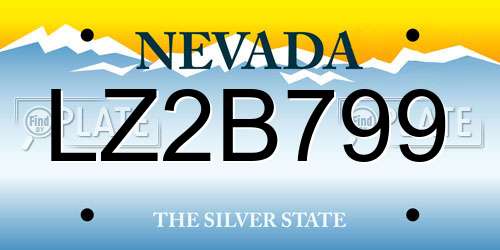 LZ2B799 Nevada License Plate