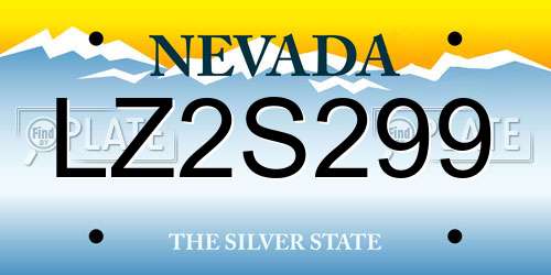 LZ2S299 Nevada License Plate