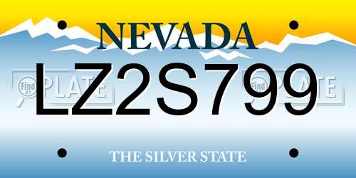 LZ2S799 Nevada License Plate