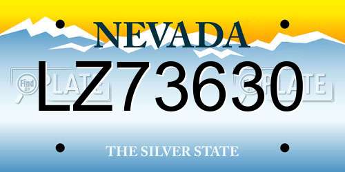 LZ73630 Nevada License Plate