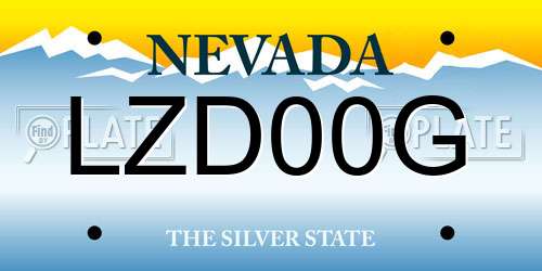 LZD00G Nevada License Plate