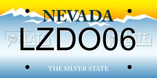 LZDO06 Nevada License Plate
