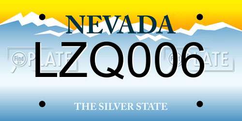 LZQ006 Nevada License Plate