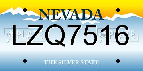 LZQ7516 Nevada License Plate
