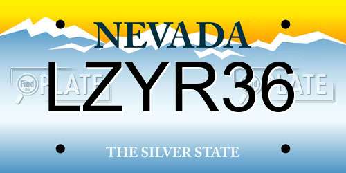 LZYR36 Nevada License Plate