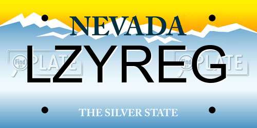LZYREG Nevada License Plate