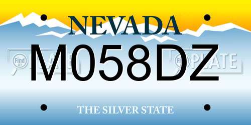 M058DZ Nevada License Plate