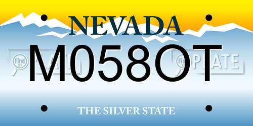 M058OT Nevada License Plate
