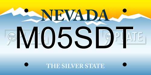 M05SDT Nevada License Plate