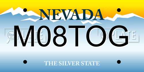 M08TOG Nevada License Plate