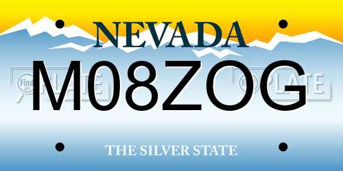 M08ZOG Nevada License Plate