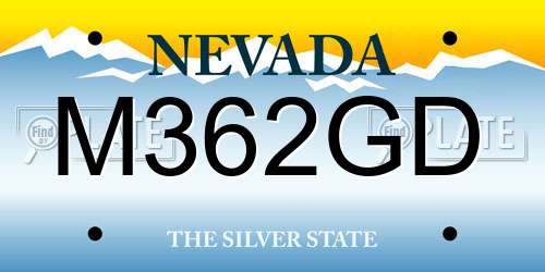 M362GD Nevada License Plate