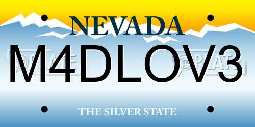 M4DLOV3 Nevada License Plate