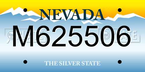 M625506 Nevada License Plate