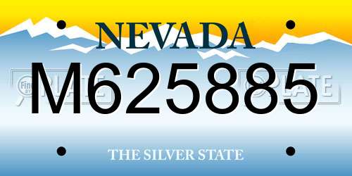 M625885 Nevada License Plate