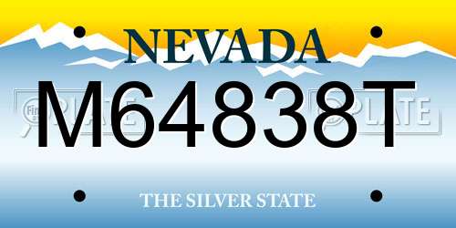 M64838T Nevada License Plate