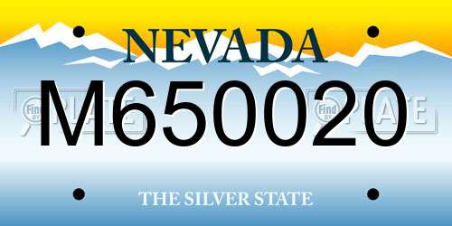 M650020 Nevada License Plate