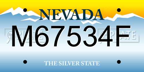 M67534F Nevada License Plate