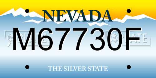 M67730F Nevada License Plate