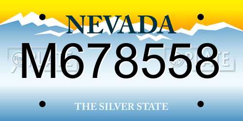 M678558 Nevada License Plate