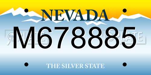 M678885 Nevada License Plate