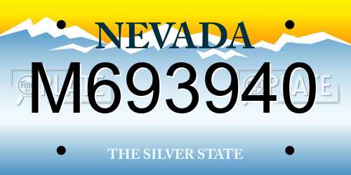 M693940 Nevada License Plate