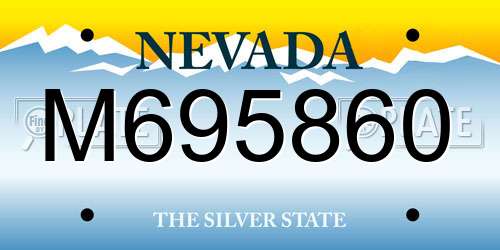 M695860 Nevada License Plate