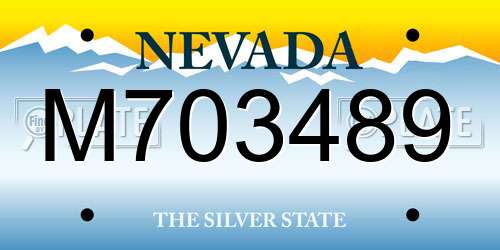 M703489 Nevada License Plate