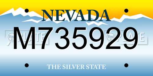 M735929 Nevada License Plate
