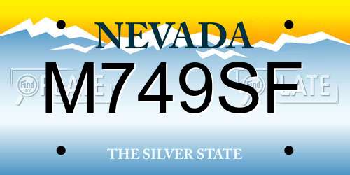 M749SF Nevada License Plate