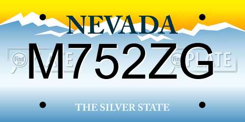 M752ZG Nevada License Plate