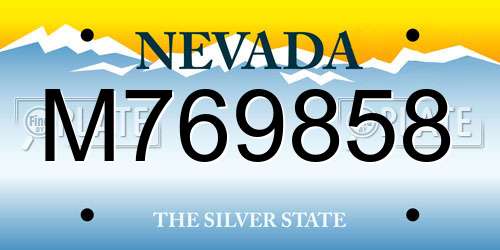 M769858 Nevada License Plate