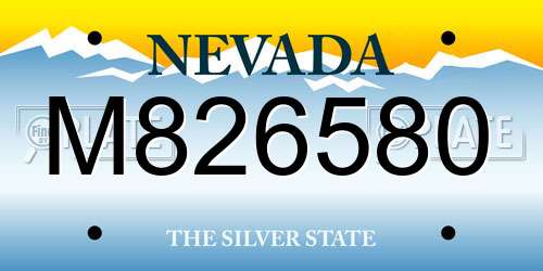 M826580 Nevada License Plate
